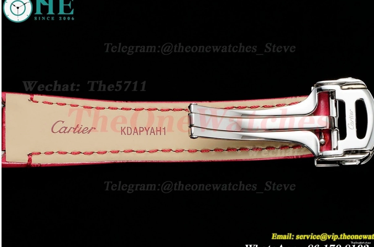 AF Pasha LE Dial White RG 30mm De Red Cartier SS Ladies Quartz 1227